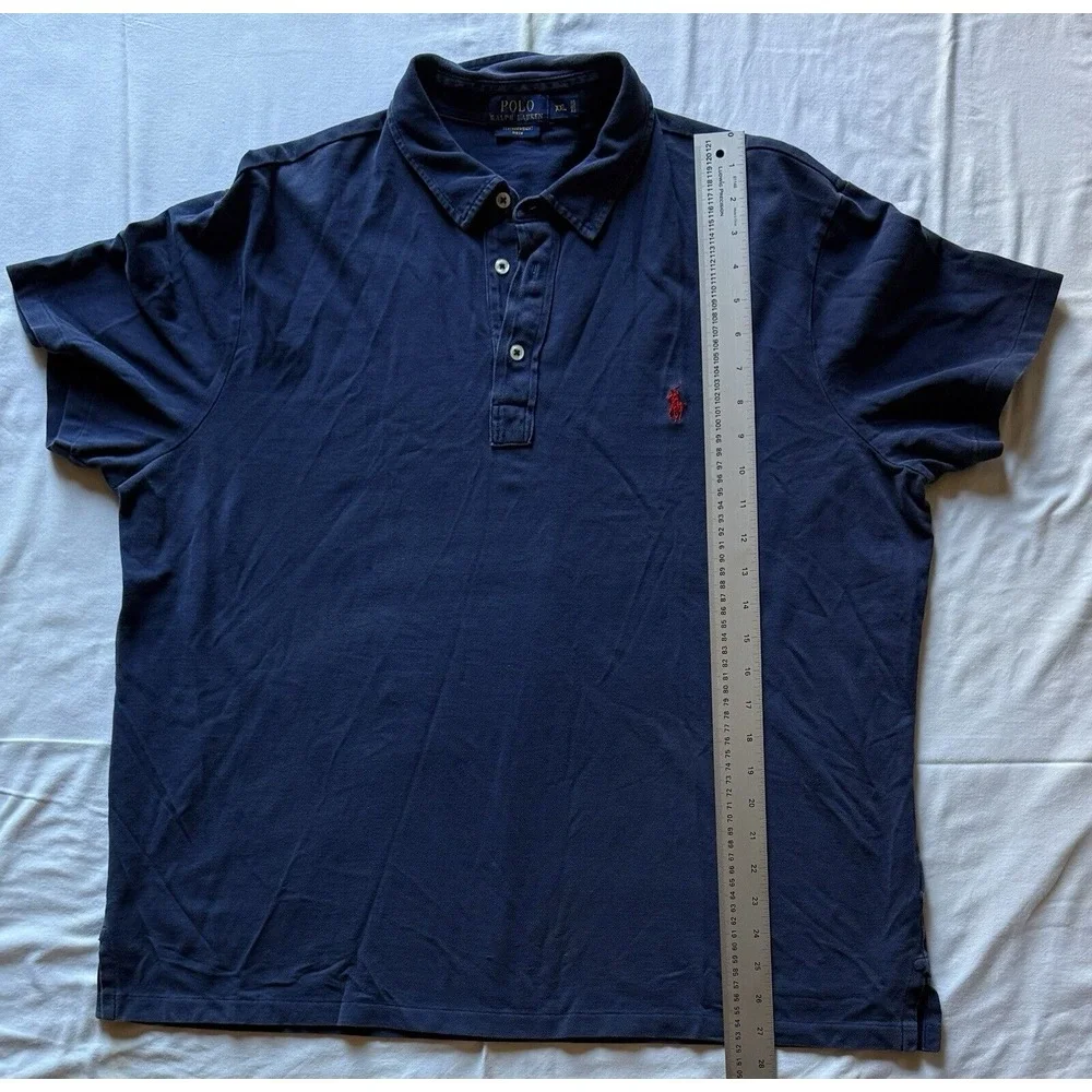 Polo‎ Shirt Men Extra Large XL Navy Blue Small Pony 100% Cotton Ralph Lauren